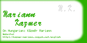 mariann kazmer business card