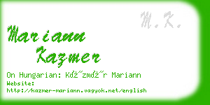 mariann kazmer business card